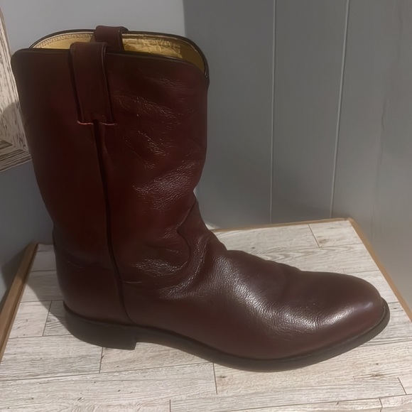 Justin 3435 Mens Classic Roper Toe Boot Black Cherry Corona Cowhide Foot… - Picture 2 of 8